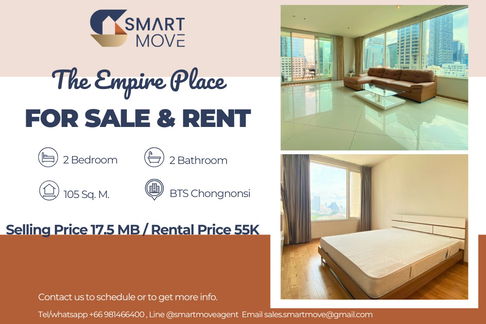 🔥 For Sale  !! Rare Item !!🔥 Code C20230207899...The Empire Place, 2 bedroom, 2 bathroom, City View, furnished, ready to move in, Special Deal!!📣📣