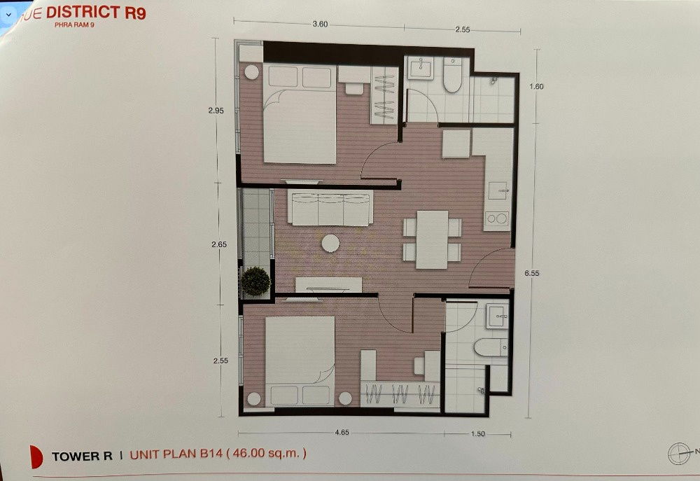 รูป ขายดาวน์ NUE District R9 2 นอน 2 น้ำ ใกล้เซ็นทรัลพระราม9 และMRTพระราม9 เดินทางสะดวก ทำเลใจกลางเมือง ตึกหน้า ห้องมุมวิวดีที่สุด เจ้าของขายเอง - รูปที่ 10/12