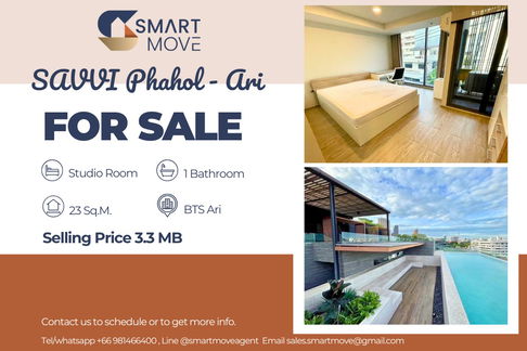 🔥 Sale with tenant !! 🔥 Code C20250800015..........SAVVI Phahol - Ari, Studio room, 1 bathroom, furnished, Special Deal!!📣📣