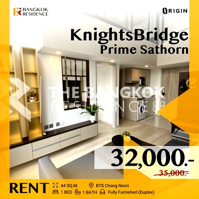 Condos for rent : KnightsBridge Prime Sathorn 💫 Beautiful high-floor unit in a hot project 🔥 Near BTS Chongnonsi