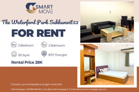 🔥 For Rent !! 🔥 Code C20250800031..........The Waterford Park Sukhumvit 53, 2 bedroom, 2 bathroom, furnished, ready to move in 📣📣