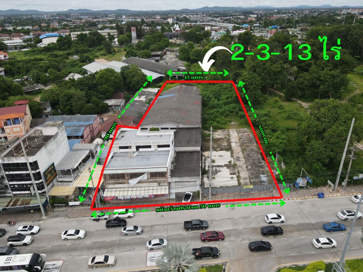 picture Land with Building/Warehouse for Sale – Total Area 2 Rai 3 Ngan 13 Sq. Wah, Prime Location on Sukhumvit Road, North Pattaya - 2/6