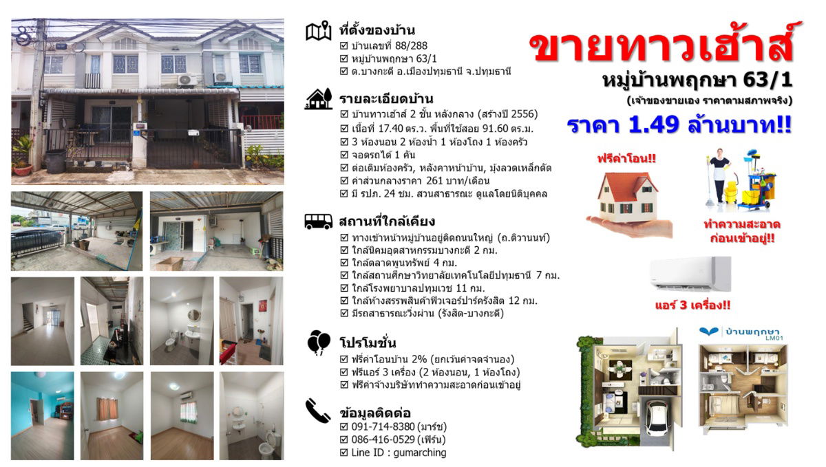 picture Townhouse for sale in Pruksa 63/1, Pathum Thani [For sale by owner] - 18/19