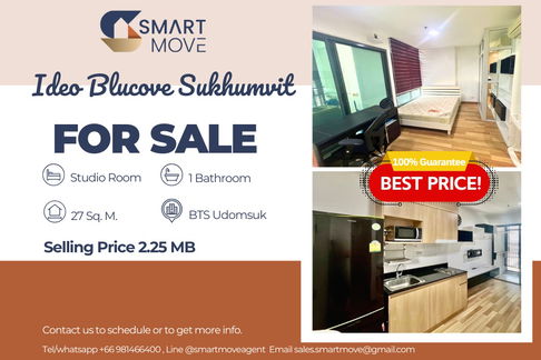 🔥 For Sale !! 🔥 Code C20250800022..........Ideo Blucove Sukhumvit, Studio room, 1 bathroom, furnished, Special Deal!!📣📣