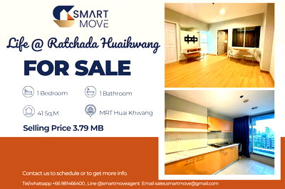 Condos for sale Ratchadaphisek Road : 🔥 For Sale !! 🔥 Code C20250800021..........Life @ Ratchada Huaikwang, 1 bedroom, 1 bathroom, Closed kitchen, furnished, Special Deal!!📣📣