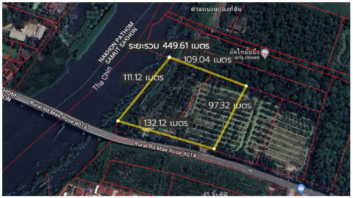 รูป ที่ดินริมน้ำ ใกล้วัดท่าไม้ กระทุ่มแบน ที่ริมน้ำท่าจีนรูปสี่เหลี่ยม - รูปที่ 6/8