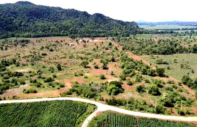 Land for sale Ratchaburi Transport Station : The cheapest price, 30 rai of land near Khao Pak Kwang, Photharam District, Ratchaburi Province. Good atmosphere, mountain view.