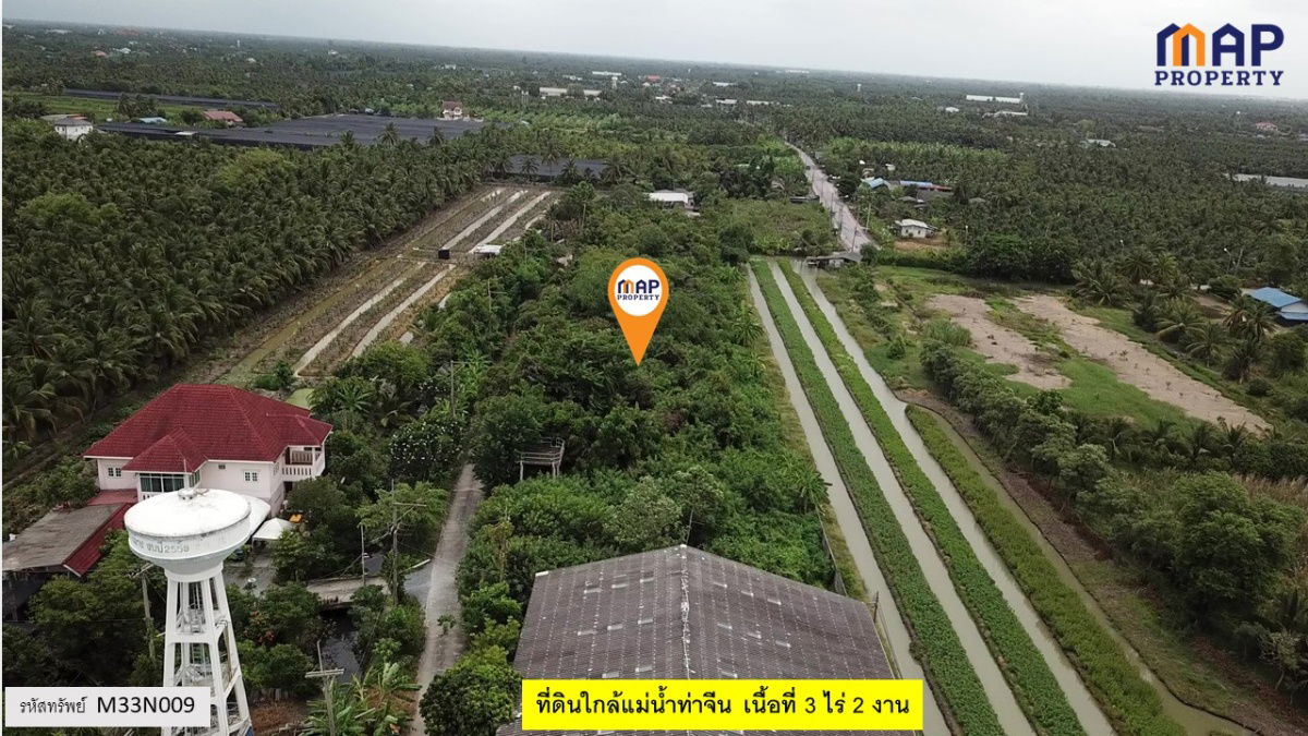 รูป ที่ดินใกล้แม่น้ำท่าจีน หน้าที่ดินติดถนนสาธารณะยาวถึง 175 เมตร - รูปที่ 4/10