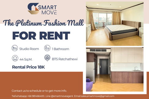 🔥 สำหรับเช่า !! 🔥 Code C20250800047..........The Platinum Fashion Mall, ห้องสตูดิโอ, 1 ห้องน้ำ, ชั้นสูง 19++, แต่งครบ, พร้อมเข้าอยู่ 📣📣