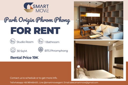 🔥 สำหรับเช่า !! 🔥 Code C20230201914..........Park Origin Phrom Phong, ห้องสตูดิโอ, 1 ห้องน้ำ, แต่งครบ, พร้อมเข้าอยู่ 📣📣