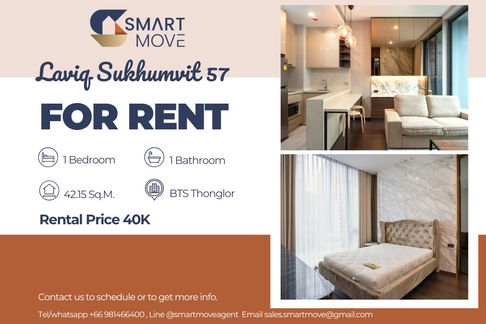 🔥 For Rent !! 🔥 Code C20250800054..........Laviq Sukhumvit 57, 1 bedroom, 1 bathroom, There is a bathtub, furnished, ready to move in 📣📣