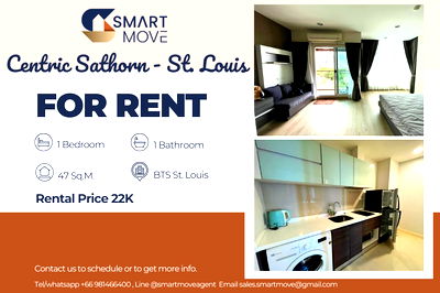 เช่าคอนโด BTS เซนต์หลุยส์ : 🔥 สำหรับเช่า !!🔥 Code C20221200131..........Centric Sathorn - St. Louis, 1 ห้องนอน, 1 ห้องน้ำ, ชั้นสูง 15++, ห้องมุม, แต่งครบ, พร้อมเข้าอยู่ 📣📣