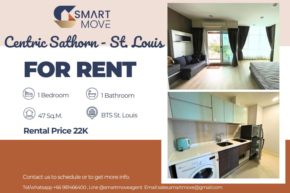 picture 🔥 For Rent !!🔥 Code C20221200131..Centric Sathorn - St. Louis, 1 bedroom, 1 bathroom, high floor 15++, corner room, furnished, ready to move in 📣📣 - 1/5