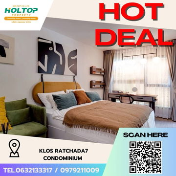 #Z1979💥180868🔥ให้เช่าคอนโด Klos Ratchada7 Condominium