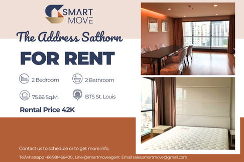 🔥 For Rent !! 🔥 Code C20221201501..........The Address Sathorn , 2 bedroom, 2 bathroom, high floor 14++, City View, furnished, ready to move in 📣📣