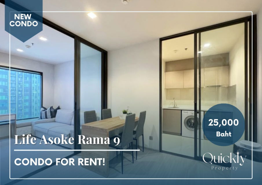 รูป Life Asoke Rama 9 | ราคา 25,000 บาท | ห้องสวย ห้องใหม่ เฟอร์นิเจอร์ครบ พร้อมเข้าอยู่ - รูปที่ 1/10
