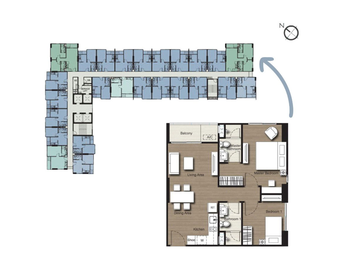 picture Rare Corner Unit with Panoramic View – The Base Sukhumvit 77 Prime location on Sukhumvit 77, just 2 minutes to BTS Onnut & Habito Mall - 22/22