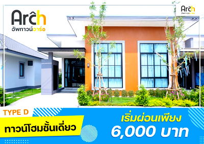 Townhouses for sale  Non Hong Thong, Ubon Ratchathani : Single-story townhome 🛌 2 bedrooms 🛁 1 bathroom 🚗 Parking for 1 car 👉Reserve for only 999 baht*