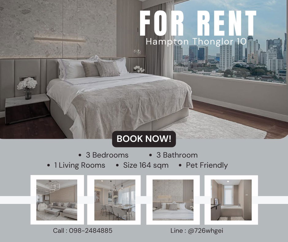 รูป ให้เช่า Hampton thonglor 10 เลี้ยงสัตว์ได้ พร้อมเข้าอยู่ 🐕  - รูปที่ 1/12
