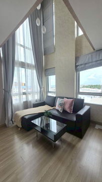 SK01407 ให้เช่า Zoom Condo 49 Duplex 2 ชั้น เพดานสูง ขนาด 52.34 ตรม. ชั้น 6  เฟอร์ครบ ใกล้ ม.กรุงเทพฯ