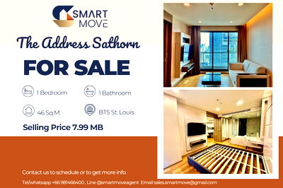 คอนโด BTS เซนต์หลุยส์ : 🔥 สำหรับขาย !! 🔥 Code C20240700061..........The Address Sathorn, 1 ห้องนอน, 1 ห้องน้ำ, ชั้นสูง 34++, แต่งครบ, ราคาพิเศษ!!📣📣