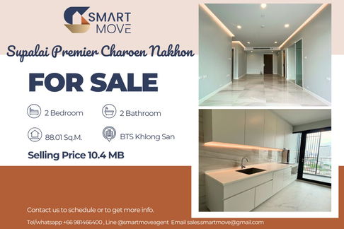 🔥 For Sale !!🔥 Code C20221206498........Supalai Premier Charoen Nakhon, 2 bedroom, 2 bathroom, high floor 21++, Parlty Furnished, Special Deal!!📣📣