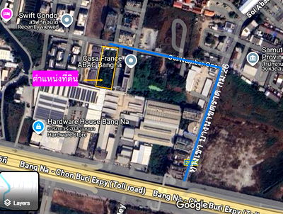 ที่ดิน วิทยาลัยสารพัดช่างสมุทรปราการ ชุมชนเมืองใหม่บางพลี : เจ้าของลงขาย! ที่ดินสวยบน ถ.บางนา-ตราด กม. 26 (ซอยเอแบค)  