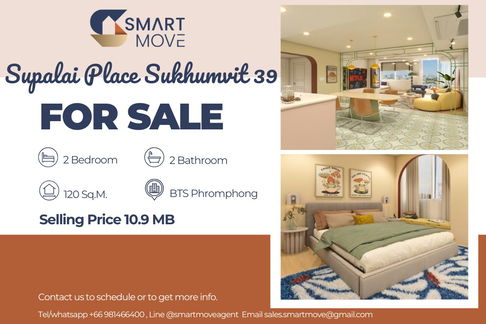 🔥 สำหรับขาย !! 🔥 Code C20240100511..........Supalai Place Sukhumvit 39, 2 ห้องนอน, 2 ห้องน้ำ, แต่งครบ, ราคาพิเศษ!!📣📣