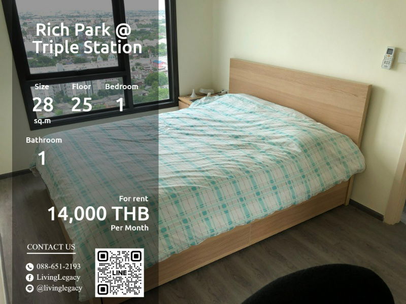 picture SGPWEN Condo For Rent Rich Park @ Triple Station 28 Sq.M. Floor 25 line id : @livinglegacy - 1/9