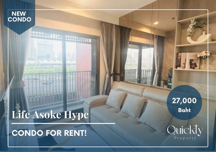 Life Asoke Hype | Price 27,000 baht | Beautiful room, new room, fully furnished, ready to move in
