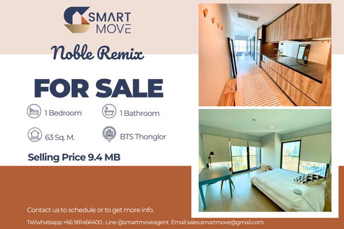 🔥 For Sale !!🔥 Code C20250800053..........Noble Remix, 1 bedroom, 1 bathroom, high floor 13++, furnished, Special Deal!!📣📣
