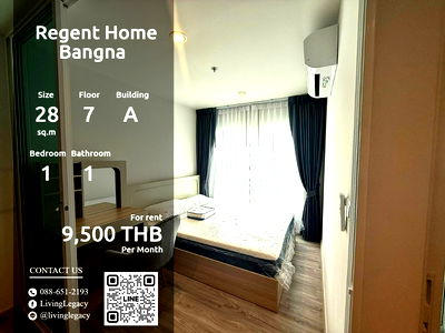 คอนโดให้เช่า : T18PZD ให้เช่าคอนโด Regent Home Bangna 28 ตร.ม. ชั้น 7 ตึก A line id : @livinglegacy