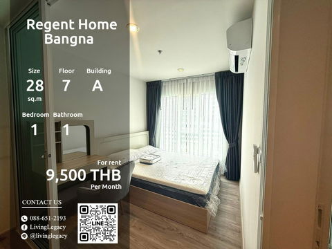 T18PZD ให้เช่าคอนโด Regent Home Bangna 28 ตร.ม. ชั้น 7 ตึก A line id : @livinglegacy