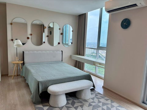 🟢Condo For Rent 🟢Noble Revolve Ratchada 2 Zone MRT Cultural Center, Rama 9 Full Furniture 2 bedroom 2 bathroom HOT!!