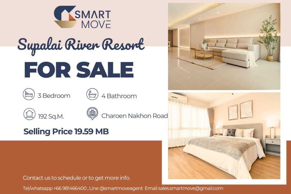 picture 🔥 For Sale !!🔥 Code C20250700080..........Supalai River Resort, 3 bedroom, 4 bathroom, high floor 24++, furnished, Special Deal!!📣📣 - 1/8