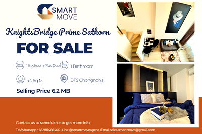 Condos for sale : 🔥 Sale with tenant !!🔥 Code C20240600055.KnightsBridge Prime Sathorn, 1 Bedroom plus Duo, 1 bathroom, high floor 32++, furnished, Special Deal!!📣📣