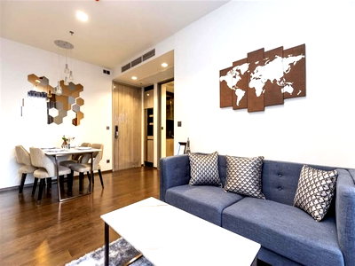 Condos for rent : TA7706📲LineOA @556ryccg✨2 Bedroom 55 sqm Floor14 Pool view THE LINE Ratchathewi Fully furnished near sky train BTS Ratchathewi
