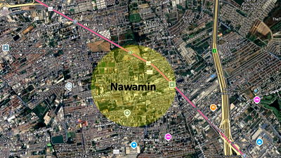 ขายที่ดิน : ขายที่ดิน 6 ไร่กว่าๆ ถนนนวมินทร์ ห่างสถานีรถไฟฟ้าสายสีชมพู คู้บอนเพียง 800 เมตร
