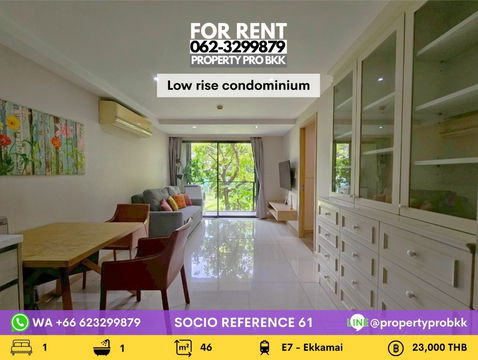 🌟🌟 For Rent – Socio Reference 61 (Sukhumvit 61) Modern low-rise condo with lush greenery views, just a short walk to BTS Ekkamai.