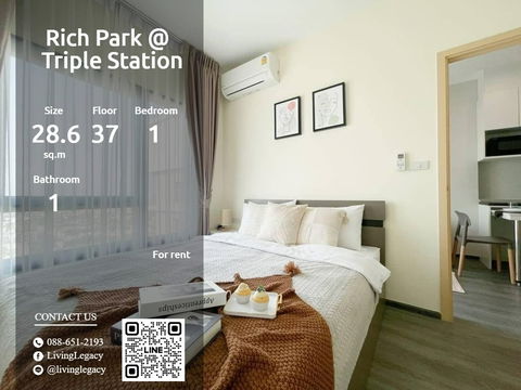 LSIRLXLB Condo For Rent Rich Park @ Triple Station 28.6 Sq.M. Floor 37 line id : @livinglegacy