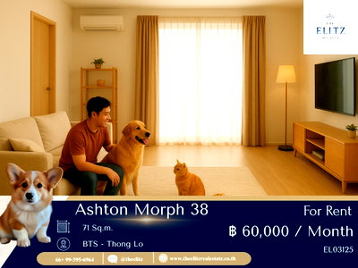 คอนโดให้เช่า : ✨ ไม่ต้องห่วงเรื่องน้องๆ 🐶🐱 Ashton Morph 38 ห้องหรูที่ให้คุณอยู่พร้อมลูกๆได้อย่างสบายใจ 💖