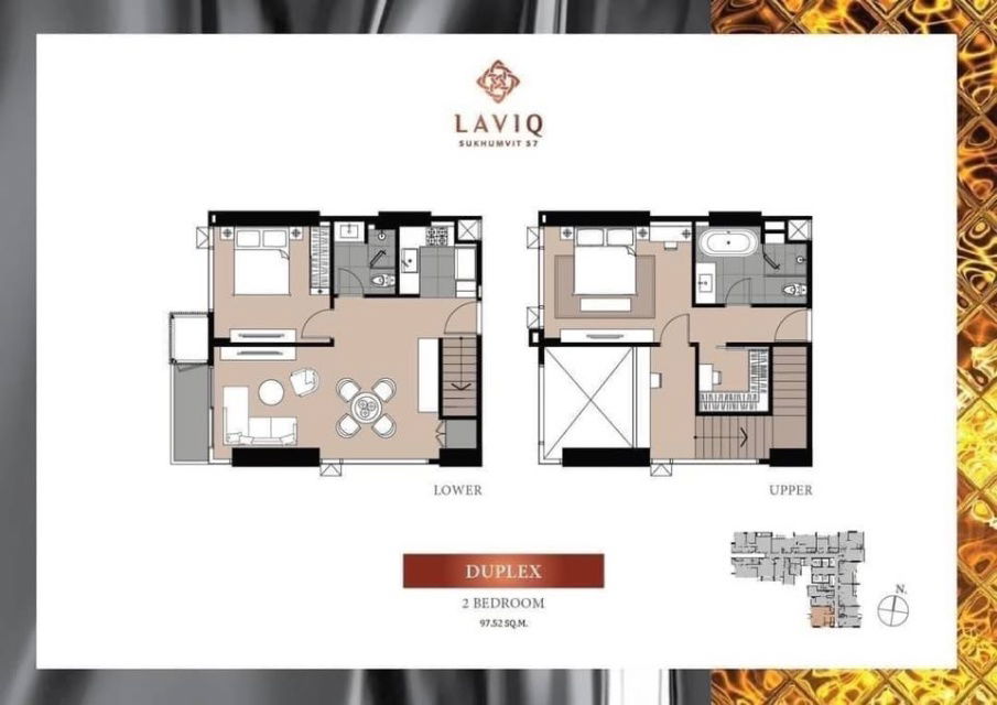รูป TA5220📲LineOA @556ryccg💎Duplex 2 ห้องนอน 97.5 ตรม ชั้น9-10 LAVIQ สุขุมวิท 57 พร้อมเฟอร์นิเจอร์ ใกล้รถไฟฟ้า BTS ทองหล่อ และ เอกมัย - รูปที่ 9/14