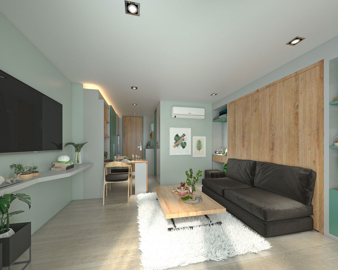 รูป สตูดิโอ (วิวสระว่ายน้ำ เฟอร์นิเจอร์ครบครัน) ในโครงการ Serene Condo Surin - รูปที่ 7/22