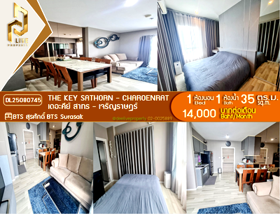 Condos for rent Terminal 21 Rama 3 : DL25080745 Condo for rent, The Key Sathorn - Charoenrat near BTS Surasak, ready to move in, call urgently 0656133286 LineID @655ebbvc