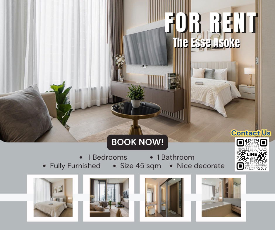 รูป ✨ให้เช่า คอนโดหรูย่านใจกลางอโศก  The Esse Asoke  1 ห้องนอน พร้อมเข้าอยู่✨ - รูปที่ 1/15