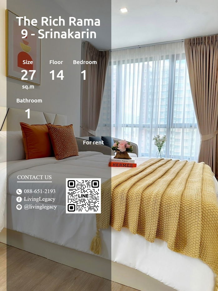 picture SIM14I Condo For Rent The Rich Rama 9 - Srinakarin 27 Sq.M. Floor 14 line id : @livinglegacy - 1/15