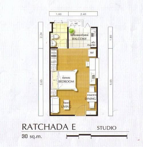 picture For rent Supalai Cityhome Ratchada 9,000/month, newly renovated 30 sqm. fully furnished, near MRT Huai Khwang - 7/11