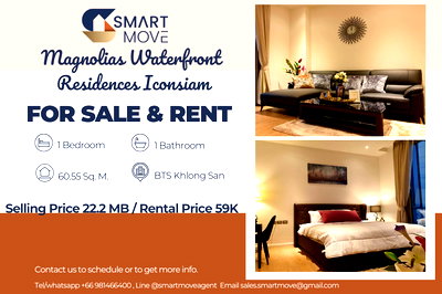ขายคอนโด : สำหรับขาย- เช่า !!🔥Code C20221205345..Magnolias Waterfront Residences Iconsiam, 1 นอน, 1 น้ำ, ชั้นสูง28++, วิวเมือง/วิวแม่น้ำ, แต่งครบ, ราคาพิเศษ!!📣