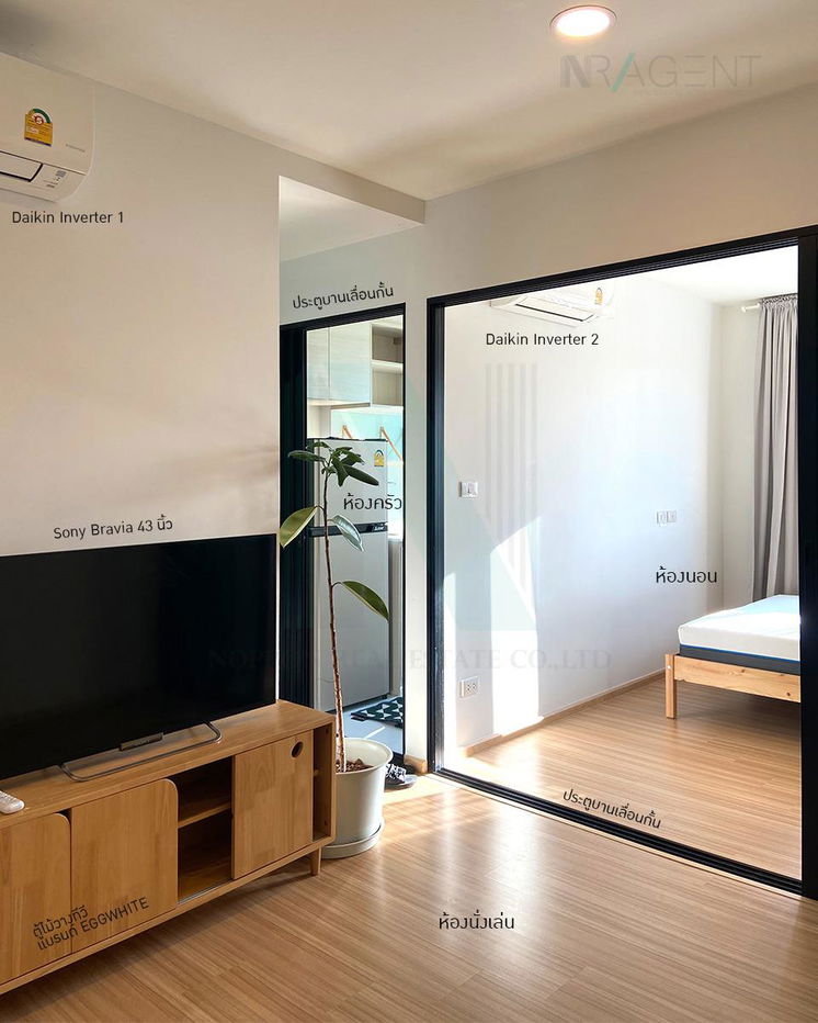 picture For rent, Chewathai Hallmark Ladprao-Chokchai 4, 1 bedroom, 6th floor, Building B, near Chokchai Market. - 3/8