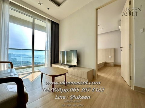 UK01-086 ให้เช่าคอนโดสวยพร้อมอยู่ Yuu Condo ศรีราชา : 1 ห้องนอน 45 ตร.ม. วิวทะเลเต็มตา เฟอร์+เครื่องใช้ไฟฟ้าครบ | 20,000 บาท/เดือน